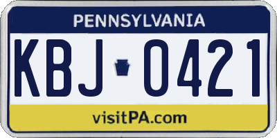PA license plate KBJ0421