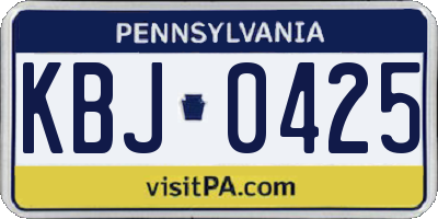 PA license plate KBJ0425