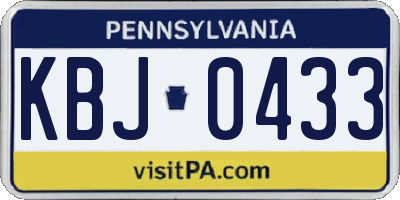 PA license plate KBJ0433