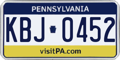 PA license plate KBJ0452