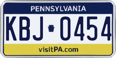 PA license plate KBJ0454