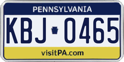 PA license plate KBJ0465