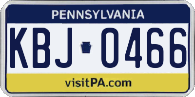 PA license plate KBJ0466