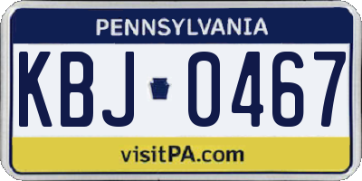 PA license plate KBJ0467