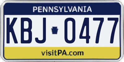 PA license plate KBJ0477