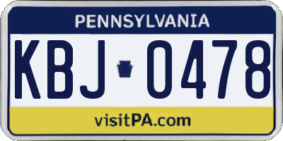 PA license plate KBJ0478