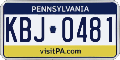PA license plate KBJ0481