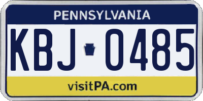 PA license plate KBJ0485