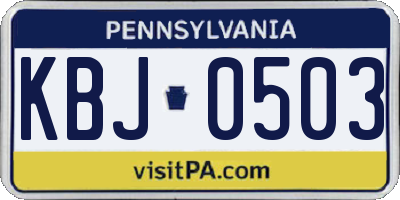 PA license plate KBJ0503