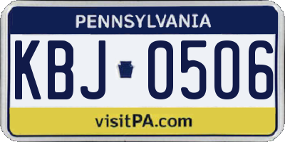 PA license plate KBJ0506
