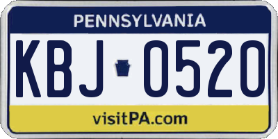 PA license plate KBJ0520