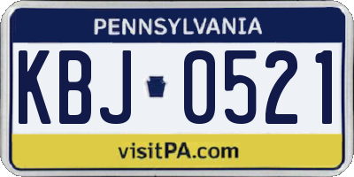 PA license plate KBJ0521