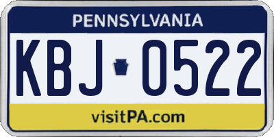 PA license plate KBJ0522