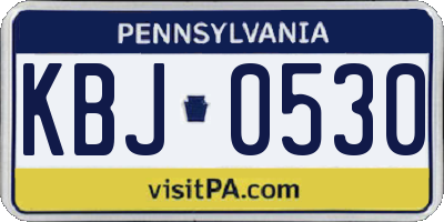 PA license plate KBJ0530