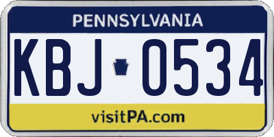 PA license plate KBJ0534
