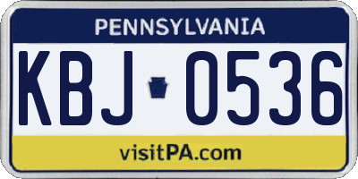 PA license plate KBJ0536