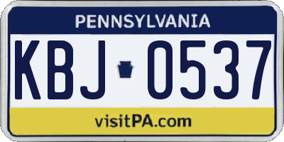 PA license plate KBJ0537