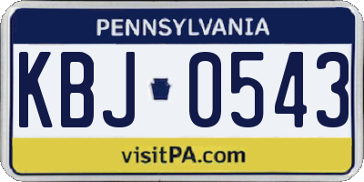 PA license plate KBJ0543