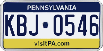 PA license plate KBJ0546