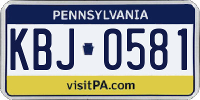 PA license plate KBJ0581