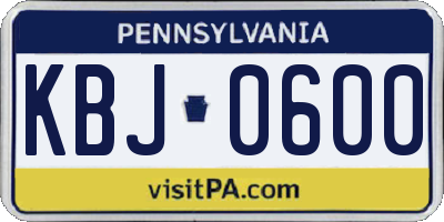 PA license plate KBJ0600