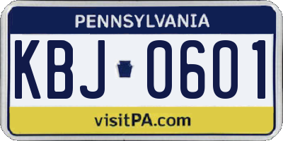 PA license plate KBJ0601
