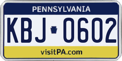PA license plate KBJ0602