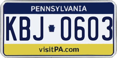 PA license plate KBJ0603