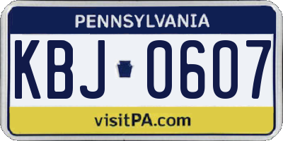 PA license plate KBJ0607