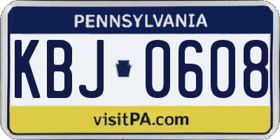 PA license plate KBJ0608