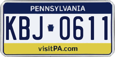 PA license plate KBJ0611