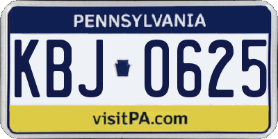 PA license plate KBJ0625