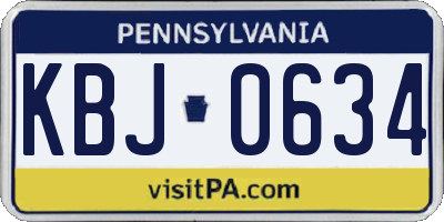 PA license plate KBJ0634