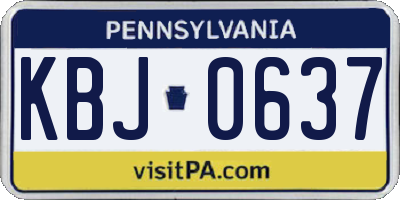 PA license plate KBJ0637