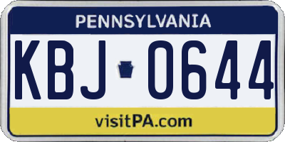 PA license plate KBJ0644