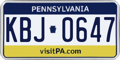 PA license plate KBJ0647