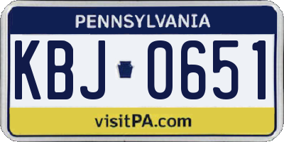 PA license plate KBJ0651