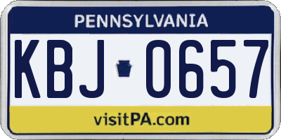 PA license plate KBJ0657