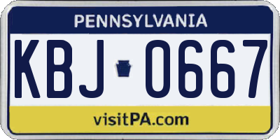 PA license plate KBJ0667