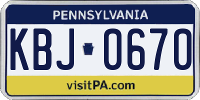 PA license plate KBJ0670