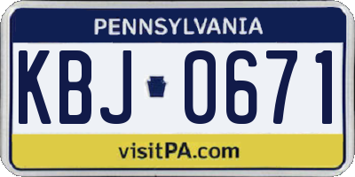 PA license plate KBJ0671