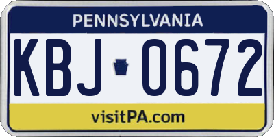 PA license plate KBJ0672