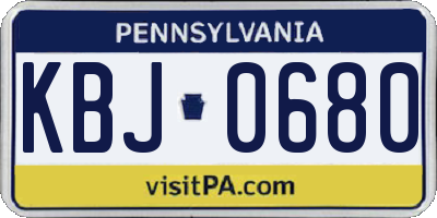 PA license plate KBJ0680