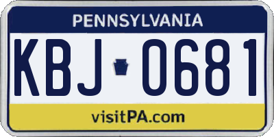PA license plate KBJ0681