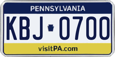 PA license plate KBJ0700
