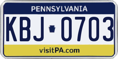 PA license plate KBJ0703