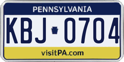 PA license plate KBJ0704