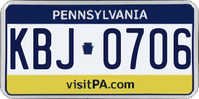 PA license plate KBJ0706
