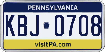 PA license plate KBJ0708