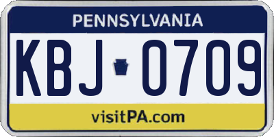 PA license plate KBJ0709